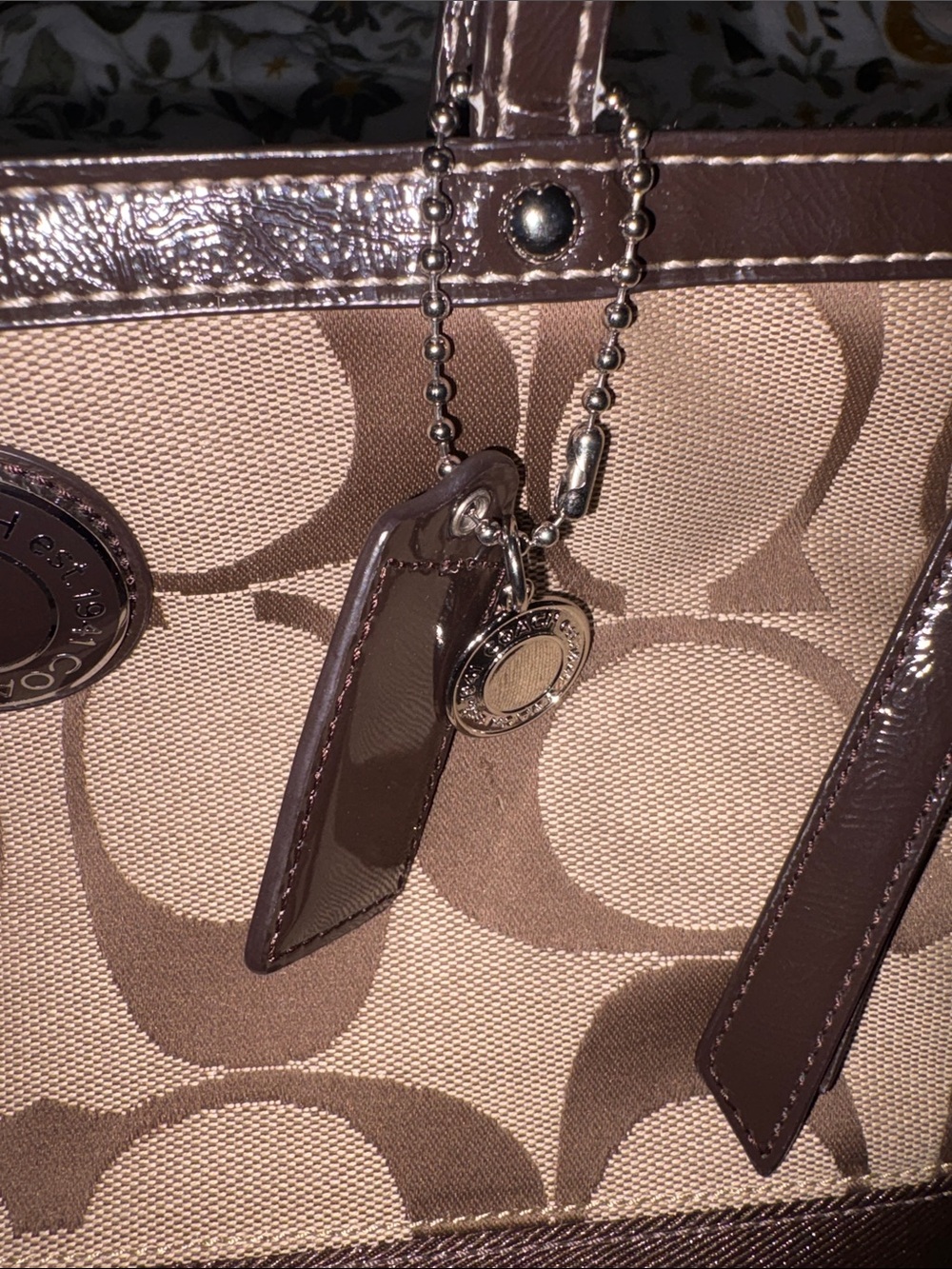 Coach Brown Signature Canvas Tote with Chocolate Trim - Picture 3 of 6